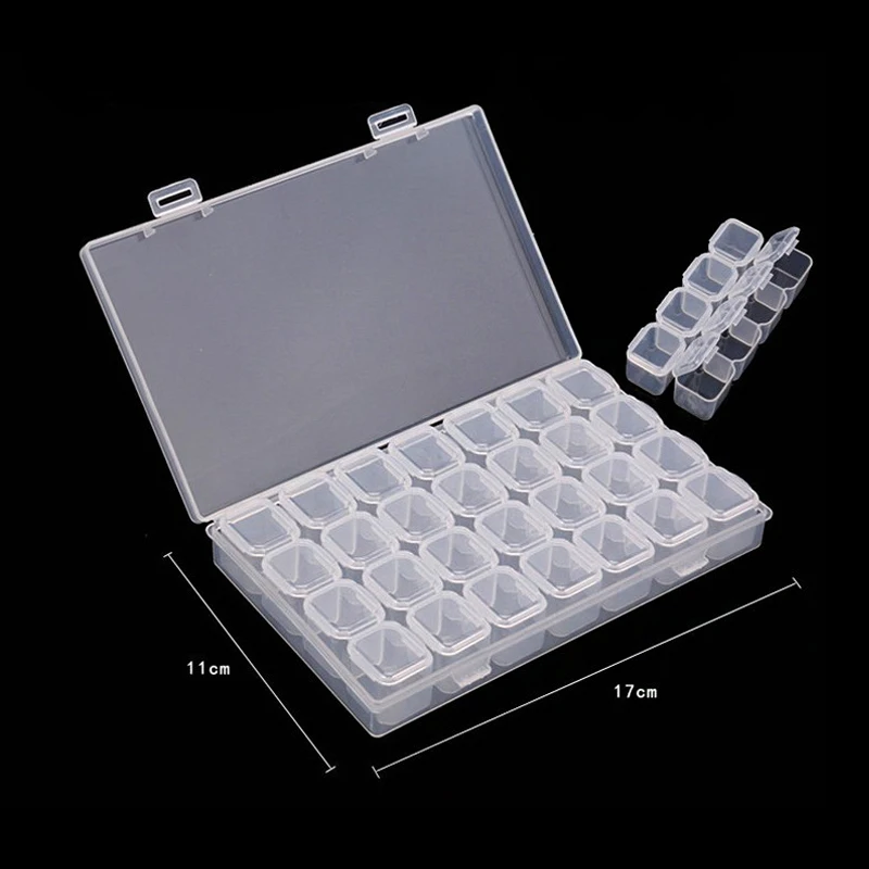 1 Set 28 Slots Empty Nail Storage Box Case For Rhinestones Alloy Parts Organizer Case Storage Beads Jewelry Boxes 1 Set 28 Slots Empty Nail Storage Box Case For Rhinestones Alloy Parts Organizer Case Storage Beads Jewelry Boxes