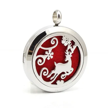 

Stainless Steel Elk Design Perfume Pendant Aromatherapy Essential Oils Diffuser Pendant Locket Necklace