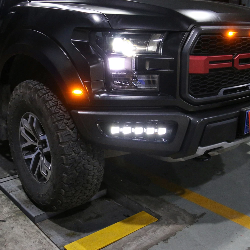 JHO светодиодный DRL w/светильник указателя поворота для Ford F150 Raptor дневной ходовой светильник Foglamp Kit грузовик аксессуары для укладки