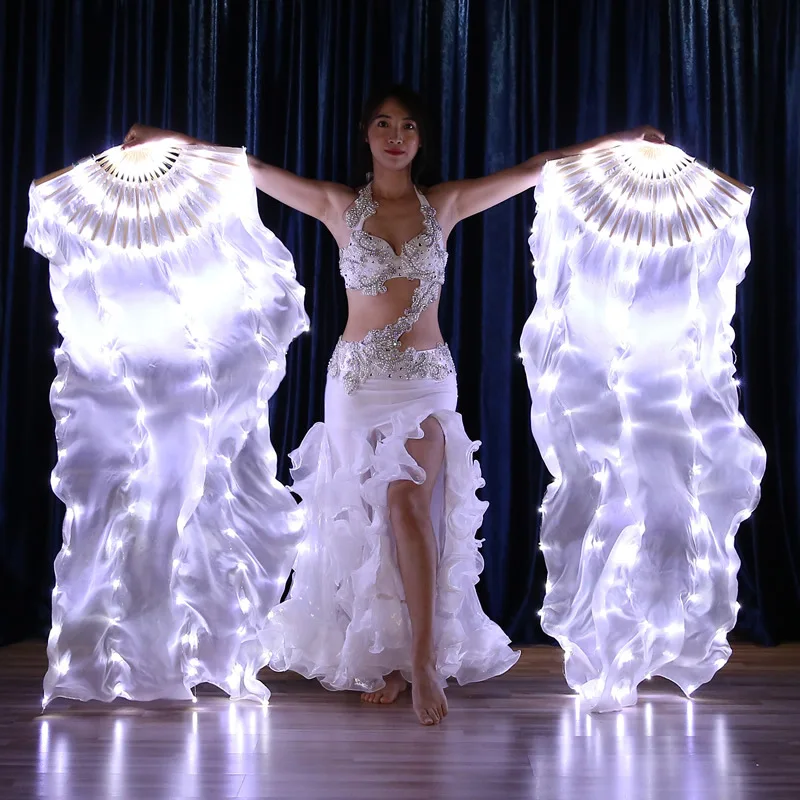 大人発光白色光 LED ファンベールのスカーフベリーダンスオリエンタルベリーダンスダンスアクセサリー