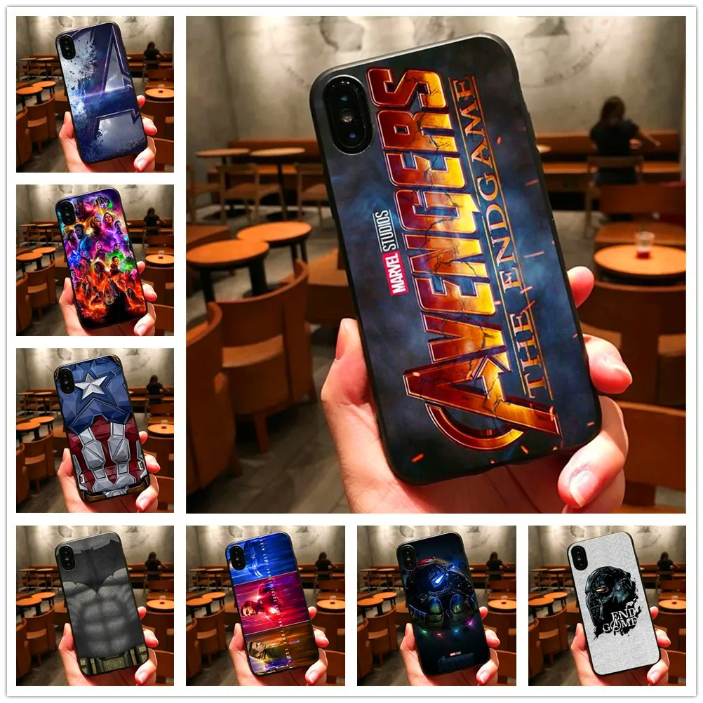 

Movie Avengers: Endgame Fashion luxury black soft TPU Silicone phone case for iphone 8 7 6 6s plus X Xs Xr Xmax 5 coque shell