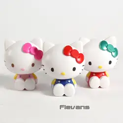 Kawaii hello kitty Мини-фигурки из ПВХ игрушечные лошадки кошка Коллекционная модель украшения куклы 3 шт./компл