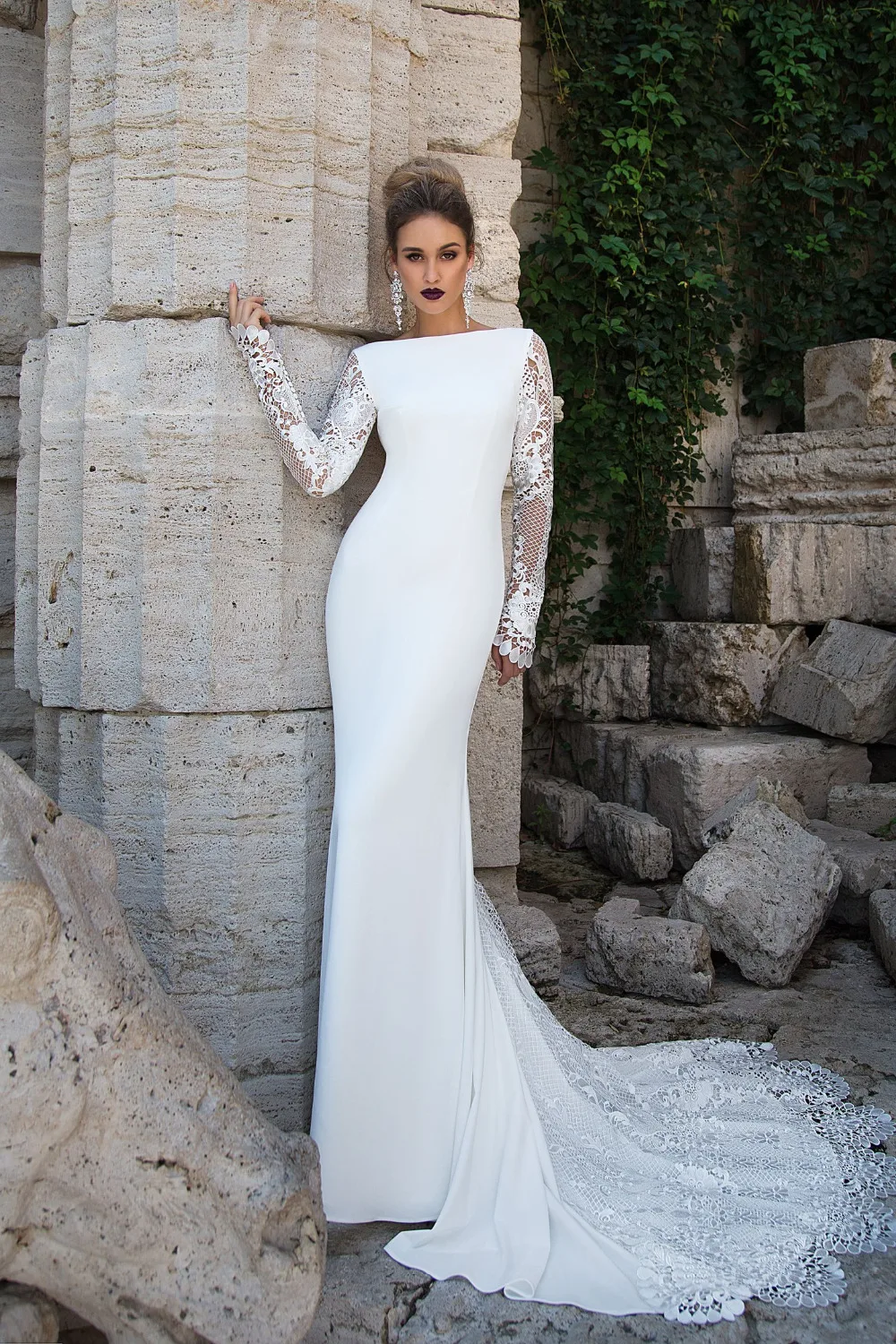 

Eslieb High-quality Lace Mermaid wedding dress 2019 Wedding Dresses Long Sleeves Bridal Dresses Cut-out Vestido de Noiva