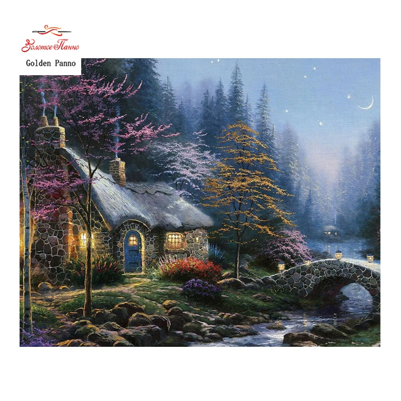 

Golden Panno,Needlework,DIY DMC Cross stitch,Sets For Embroidery kit 14ct unprinted night cross-Stitching,christmas 0125