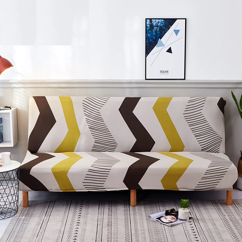 Белый черный диван-кровать, оранжевый светильник, кофе, спандекс, без рукавов, чехол для дивана геометрической формы, чехол для дивана без подлокотников