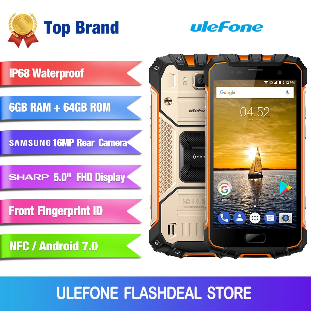  Ulefone Armor 2 Waterproof IP68 NFC Mobile Phone 5.0 inch FHD MTK6757 Octa Core Android 7.0 6GB RAM - 32825598162