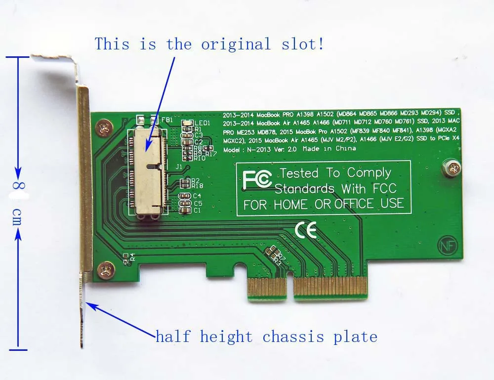 ChenYang CY PCI Express Tarjeta Convertir PCI-E 1X a 12+16 Pin 2013-2017 Mac Pro Air SSD Convertir tarjeta para A1493 A1502 A1465 A1466 