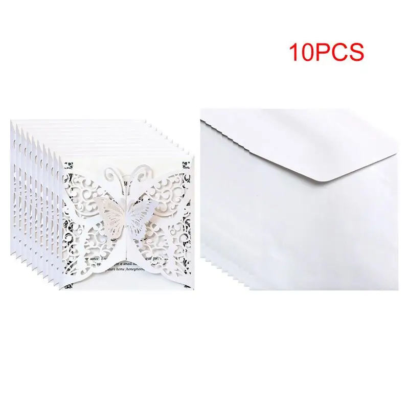  AUGKUN 10pcs Hollow Butterfly Wedding Invitation Cards Card Paper Cover Set For Wedding Birthday Pa - 32927268026