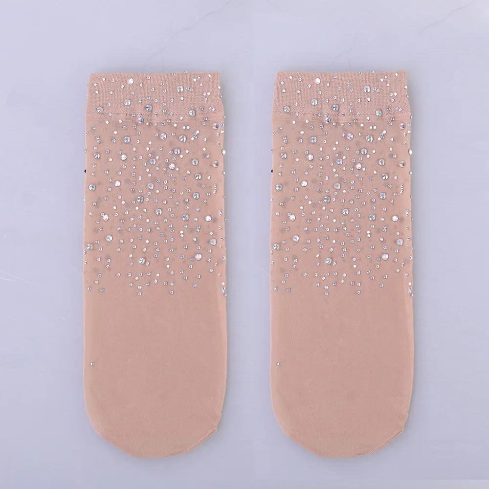 UNIKIWI. Женские роскошные стразы, тонкие носки с кристаллами. Женские бархатные прозрачные тонкие шелковые носки, женские носки, 2 цвета