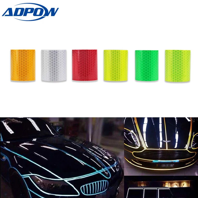 

5cmx3m Car Reflective Tape Decoration Stickers Car Automobiles Warning Safety Tape Film Auto Reflector Sticker on Car Styling