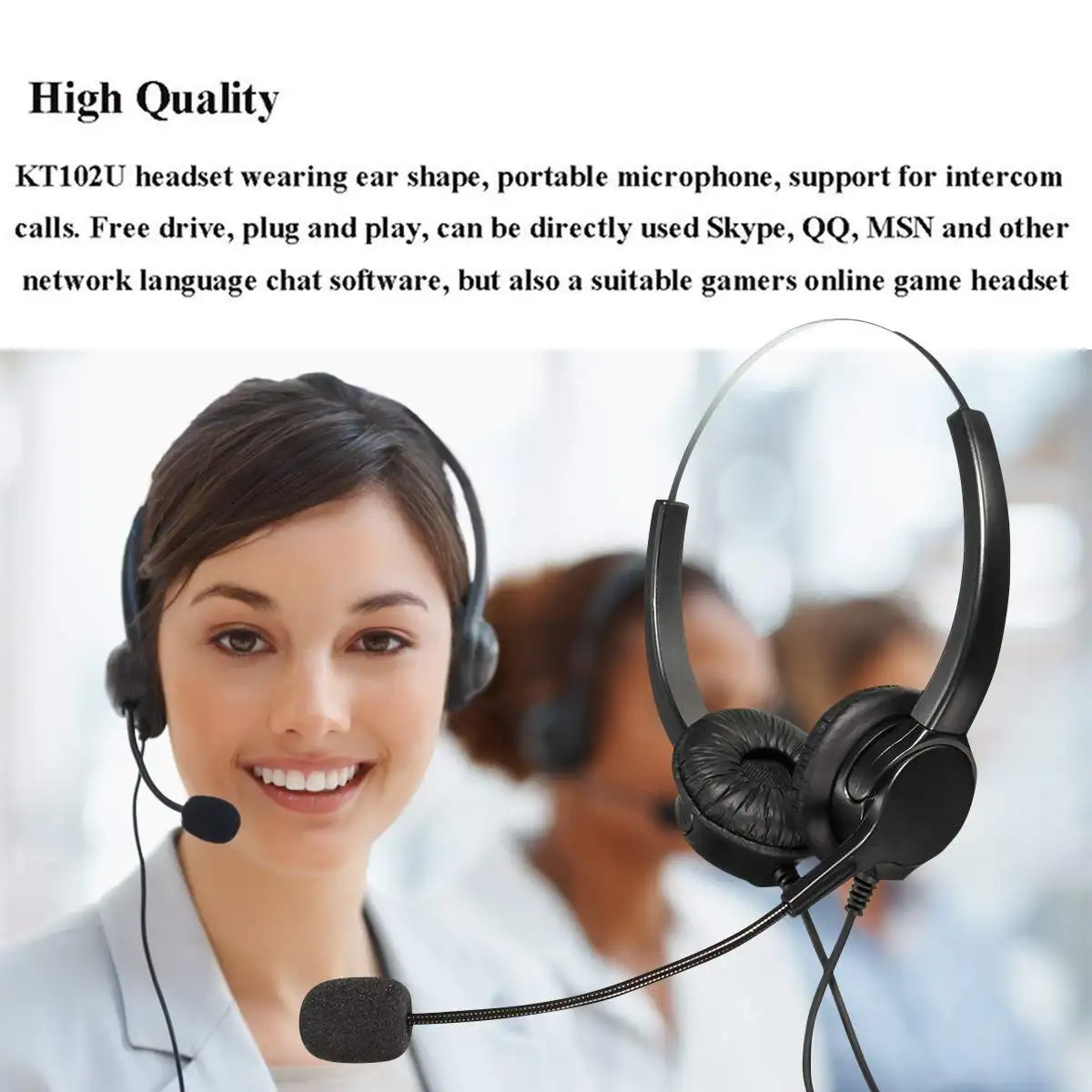Hands-free колл-центра Шум шумоподавления стереофоническая гарнитура наушники С микрофоном MIC 4-контактный RJ9 с кристаллической головкой для Настольный телефон