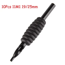 10 шт. татуировки Советы 11M1 19/25 мм Одноразовые Нескользящие силиконовые татуировки Tube иглы татуировки Круглый Советы поставки татуаж инструмент татуировки временные татуировки иглы для татуажа