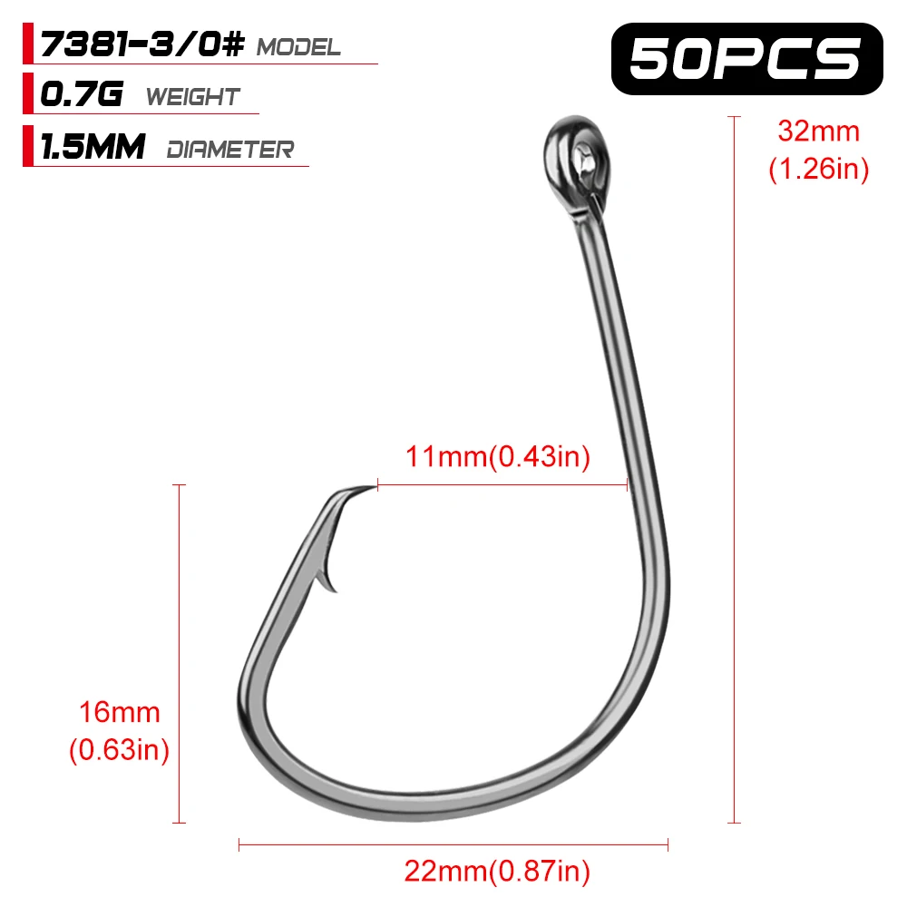 100 шт. рыболовные крючки черные цвета Осьминог/круг Спорт Круг Рыболовный крючок джиг большой 1#-5/0# Размер бас один крючок - Цвет: Sport Circle 30