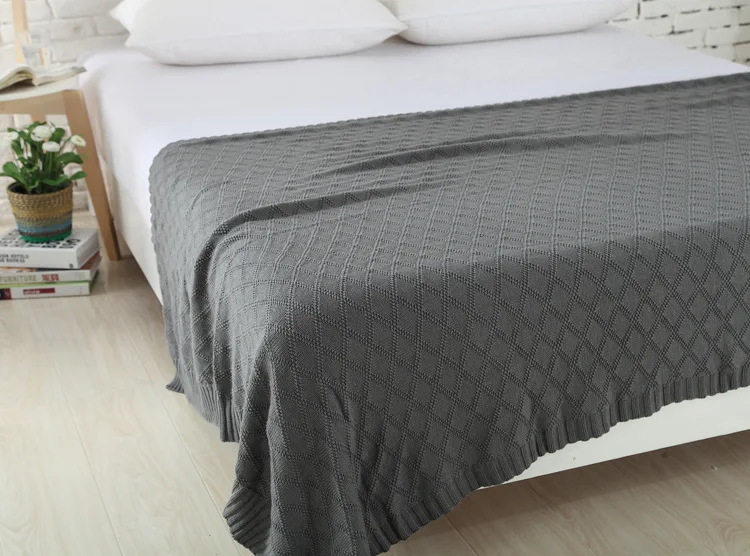 Клетчатое трикотажное одеяло из хлопка, офисное стеганое одеяло с кондиционированием воздуха для лета/осени на диван/кровать 120*180 см/180*200 см