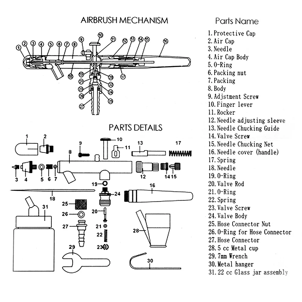 Аэрограф-распылитель 0,25 мм гравитационная подача двойного действия Набор Аэрограф набор воздушная щетка для художественной живописи тату дизайн ногтей пипетка гаечный ключ