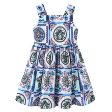 Платья для маленьких девочек детская одежда г. летнее платье принцессы трапециевидной формы для девочек, костюм vestidos Для детей от 2 до 10 лет