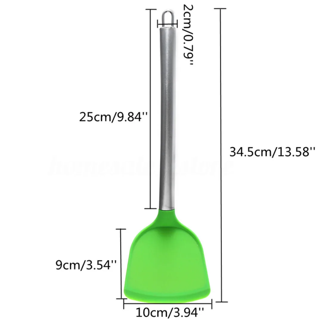 New Non Stick Silicone Spatula Pancake Omelets Burgers Slice Turner Kitchen Tool 2 Colors