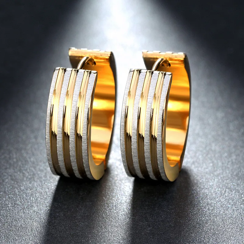 Серьги гвоздики из нержавеющей стали золотого цвета в стиле панк