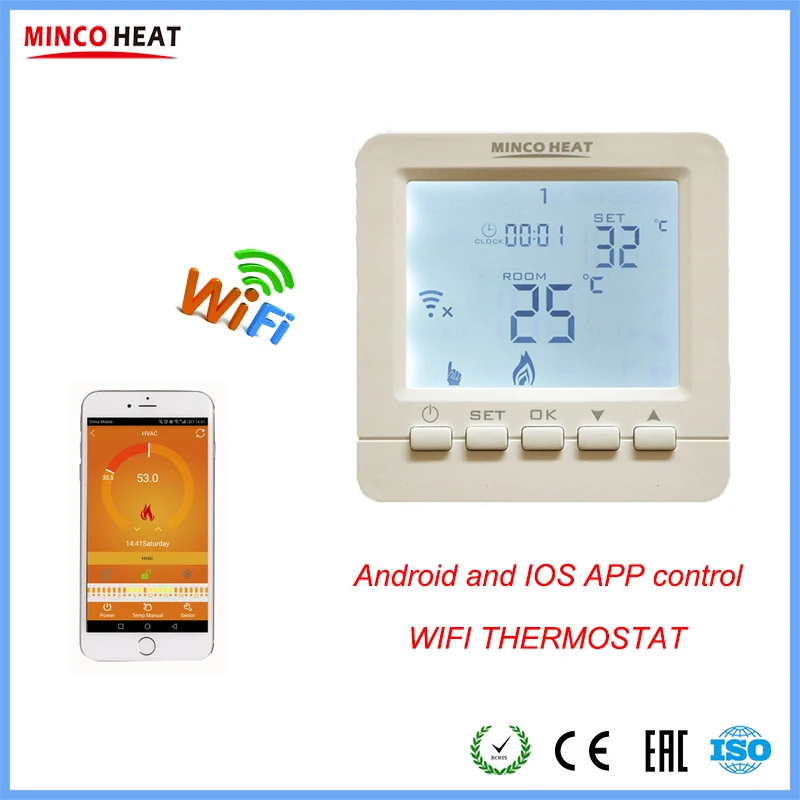 230V 16A Andriod, приложение для Iphone, контроль температуры, комнатный wifi термостат для электрической или водной системы отопления