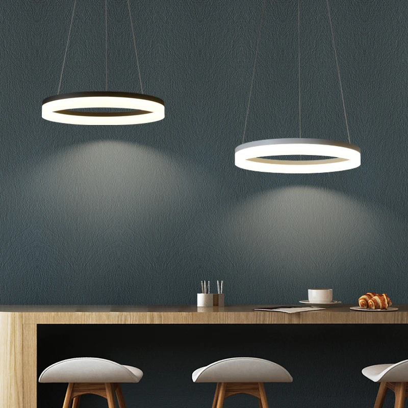 Blanca/negra Blanco/Negro moderno LED colgante luces para comedor habitación lamparas con palo pendientes de botón pendientes de la lámpara de suspensión luminaria