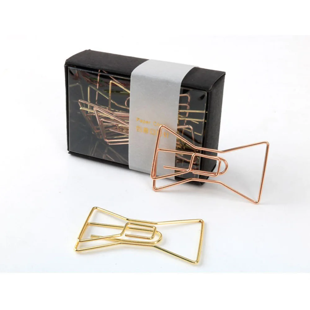 

8 pieces/lot Gift rose gold paper clip bookmark creative cute Diamond Bowknot paperclip for notebook planner office stationery