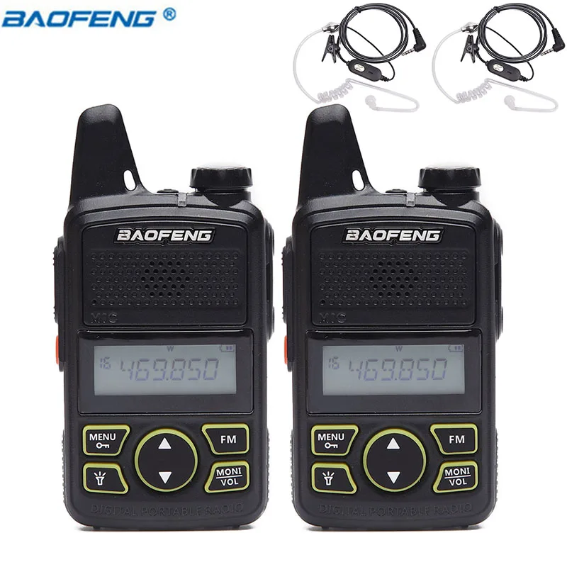 2 шт BAOFENG BF-T1, детская мини-рация, рация UHF 400-470 МГц, 20 каналов, портативная рация, CB радио, BAOFENG T1, КВ трансивер - Цвет: with Tube Headset