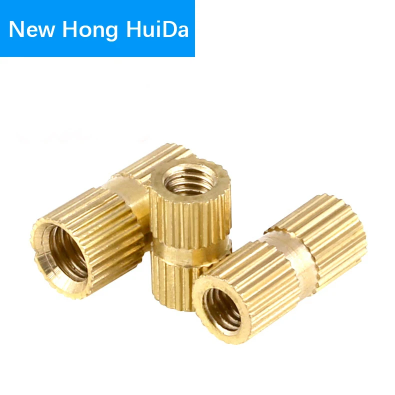 M2.5 Brass Knurled Nut Thread Double Pass Metric Round Copper Insert
