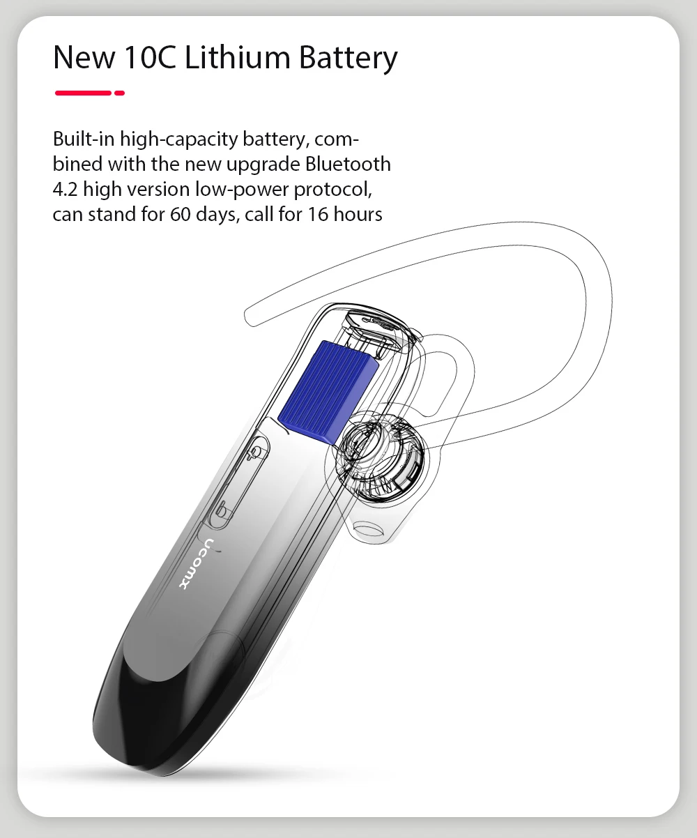 UCOMX U32K, Bluetooth наушники, беспроводные наушники, ушные крючки, Bluetooth гарнитура с микрофоном, громкая связь, наушник для iPhone, huawei, Xiaomi