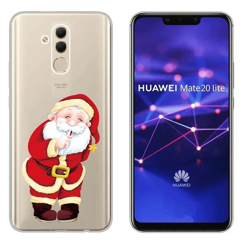 sFor Huawei Mate 20 lite Christmas Case Cover With Santa Claus Deer Patterned Phone Coque Cover For Huawei P8 Lite 2017 Honor 8X (14)