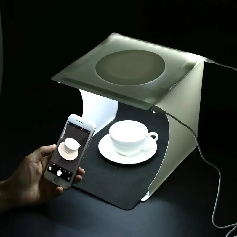 

Mini Portable Photo Studio Box 23x22x24cm Shooting Desktop Picture Tent Build-in LED Lamp Foldable Take Pictures Tools