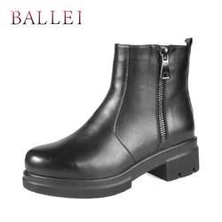 BALLEI Classic Woman Ankle Boot Luxury Quality Genuine Leather Retro Round Toe Soft Low Heel Shoes Handmade Zipper Lady Boot B20 BALLEI Classic Woman Ankle Boot Luxury Quality Genuine Leather Retro Round Toe Soft Low Heel Shoes Handmade Zipper Lady Boot B20