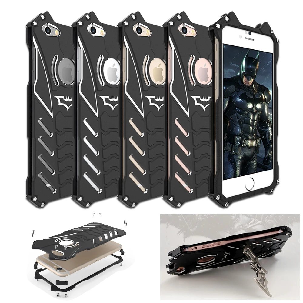 imágenes para R-JUST Batman Resistente de Metal De Aluminio A Prueba de Choques Anti-Scratch Pata de Cabra Cubierta de la Caja Del Marco para el iphone 5 5c 5S 6 6 s 7 y Más ORIGINAL imágenes para R-JUST Batman Resistente de Metal De Aluminio A Prueba de Choques Anti-Scratch Pata de Cabra Cubierta de la Caja Del Marco para el iphone 5 5c 5S 6 6 s 7 y Más ORIGINAL
