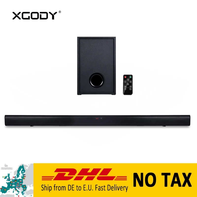 XGODY Bluetooth Speaker Soundbar for Home Theater RCA Coaxial Optical Powerful Subwoofer Speaker with Remote Control