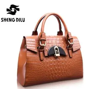 2015 Vintage Crocodile Pattern Tote Bag Women s Genuine font b Leather b font font b