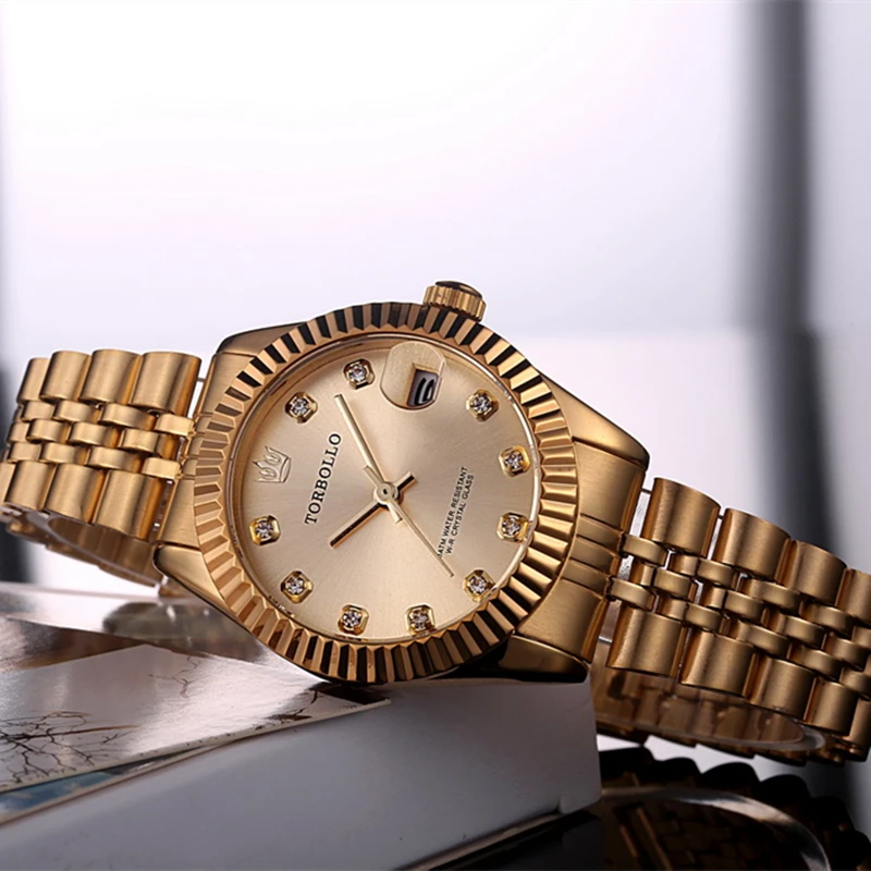 

Luxury Watches for Women Brands Torbollo Women Crystal Gold stainless steel Quartz Watch Ladies Fashion Watch Hot Sale Montres