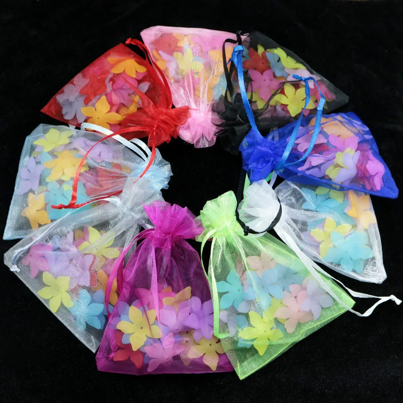 

10pcs (17x23cm) Drawable Organza Candy Gift Bags Jewelry Storage Pouches Wedding Party Christmas Favor Transparent Organza Bags