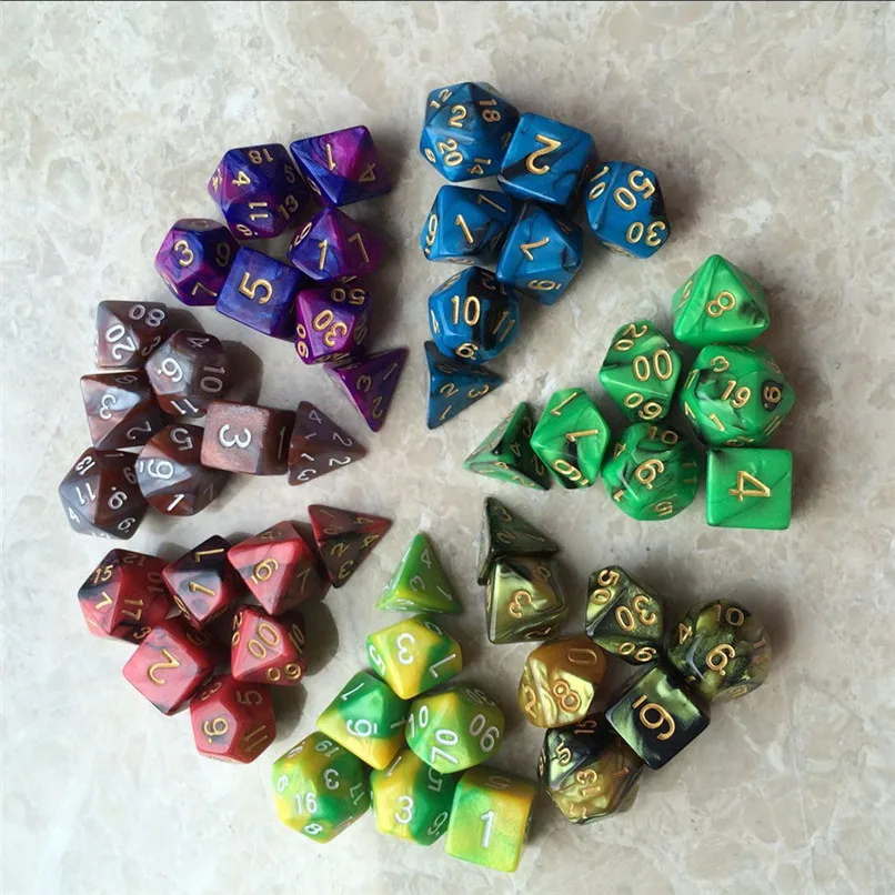 7pcs Polyhedron Dice TRPG Game Dungeons & Dragons Polyhedral D4-D20 Multi Sided Dice Entertainment Tools #2N23 (1)