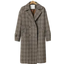 Зима, европейский стиль, женские куртки размера плюс XL-5XL, женское плотное базовое пальто, свободное, в клетку, двубортное, Брендовое, Outerewar