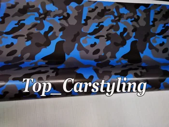 

Snow Blue Black Camouflage Vinyl Car wrap film pellicola Camo Car Sticker truck boat Wrap air Bubble Free 1.52x10m(5x32ft)