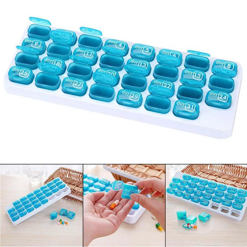 

31-Day Pill Storage Organizer Monthly Medication Dispenser Case for Travelling WS99