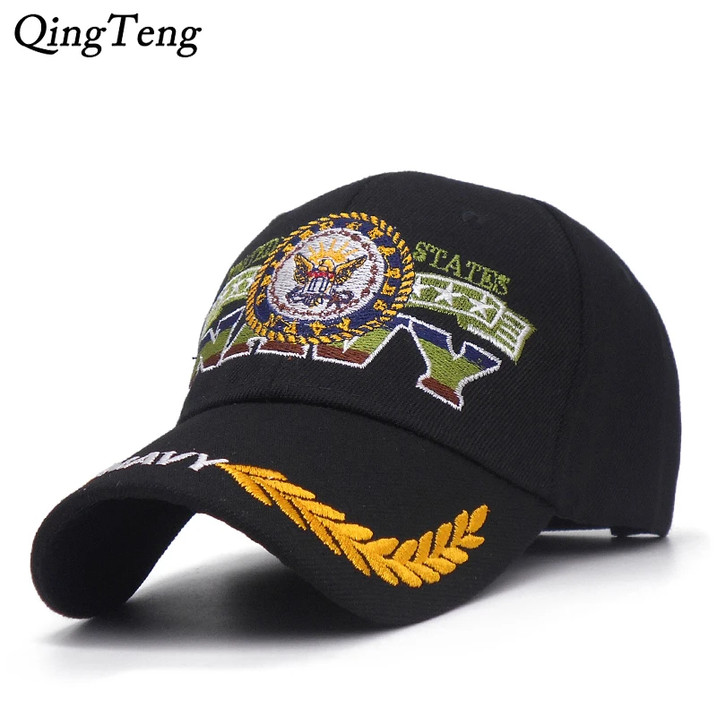 United States NAVY Baseball Caps Embroidered Letters Brand Snapback Hats Men Black Cap Outdoor Sun Dad Hat