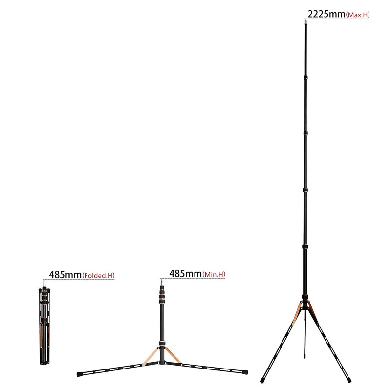  Fosoto FT-220 Carbon Fiber Led Light Tripod Stand& 2 screws Head For Photo Studio Photographic Ligh - 33012724744