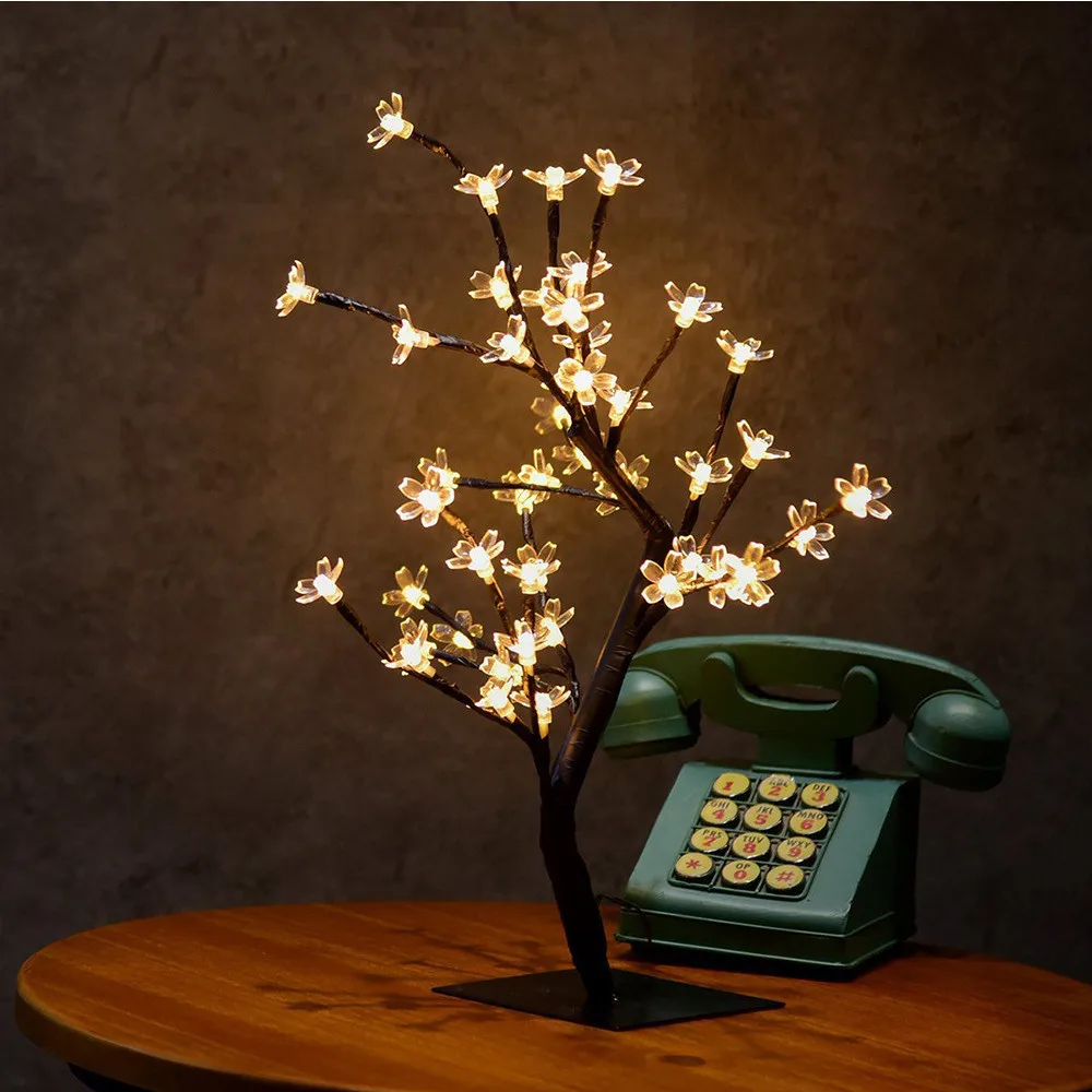 Switch control дерево яркий 48 светодиодов Cherry Blossom столе дерево бонсай свет черный отрасли фестиваль дома вечерние свадебные Indoor