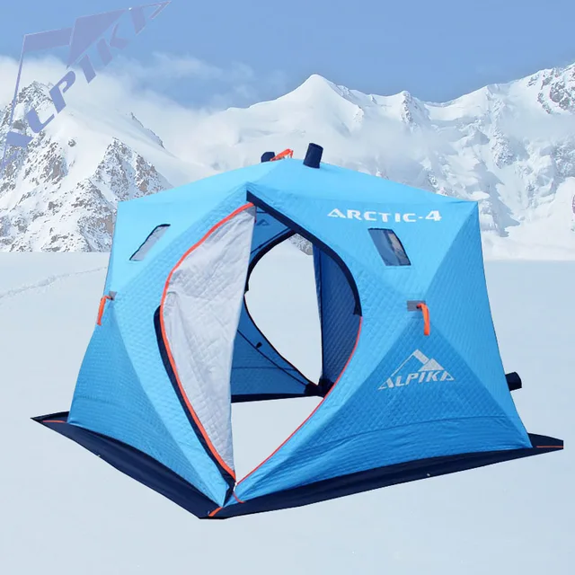 Cheap 2016 year large space 5-6 people ice fishing tent and three layers of warm oxford winter cotton tent automatic speed tent