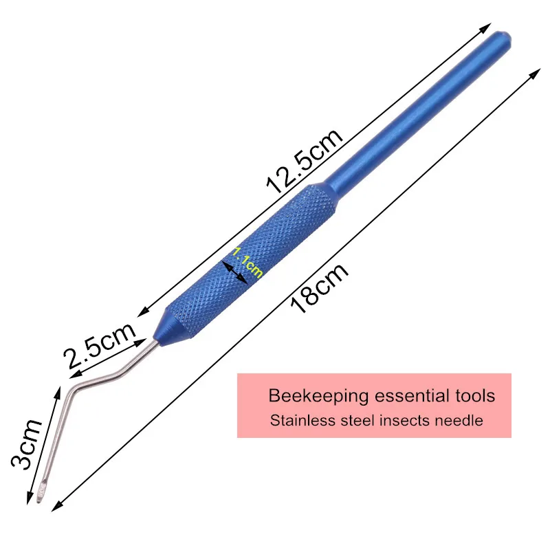 20 шт пчеловод стальной иглы длиной 18 см из нержавеющей стали для трансплантации иглы для пасеки пчеловодства инструменты для пчеловодства синяя ручка