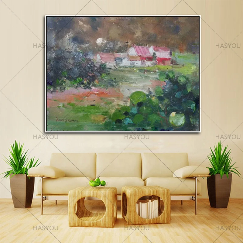 

Free Shipping best Handmade pastoral landscape Oil Painting Modern Canvas wall Art Decorative Knife oil Paintings For Wall Decor