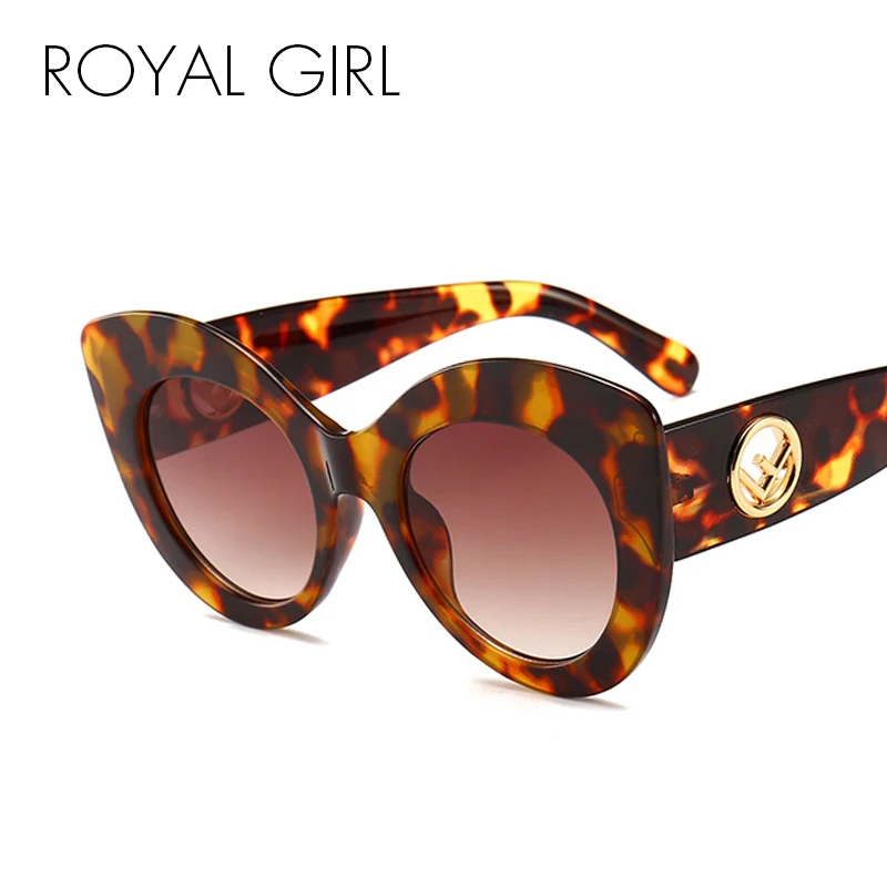 

ROYAL GIRL Cat Eye Sunglasses Women Men Vintage Brand Designer Eyeglasses Female 2019 Black Leopard Frame Sun Glasses ss967