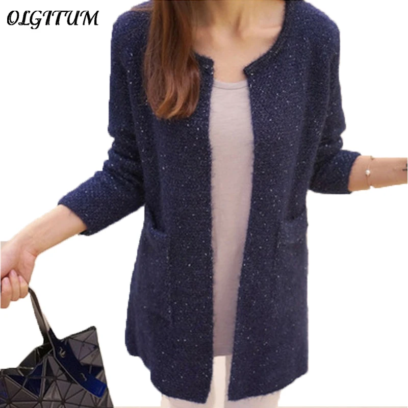 OLGOTUM 2019 جديد الربيع و الخريف المرأة عارضة طويلة الأكمام محبوك بالأزرار الخريف الكروشيه السيدات البلوزات أزياء المرأة سترة