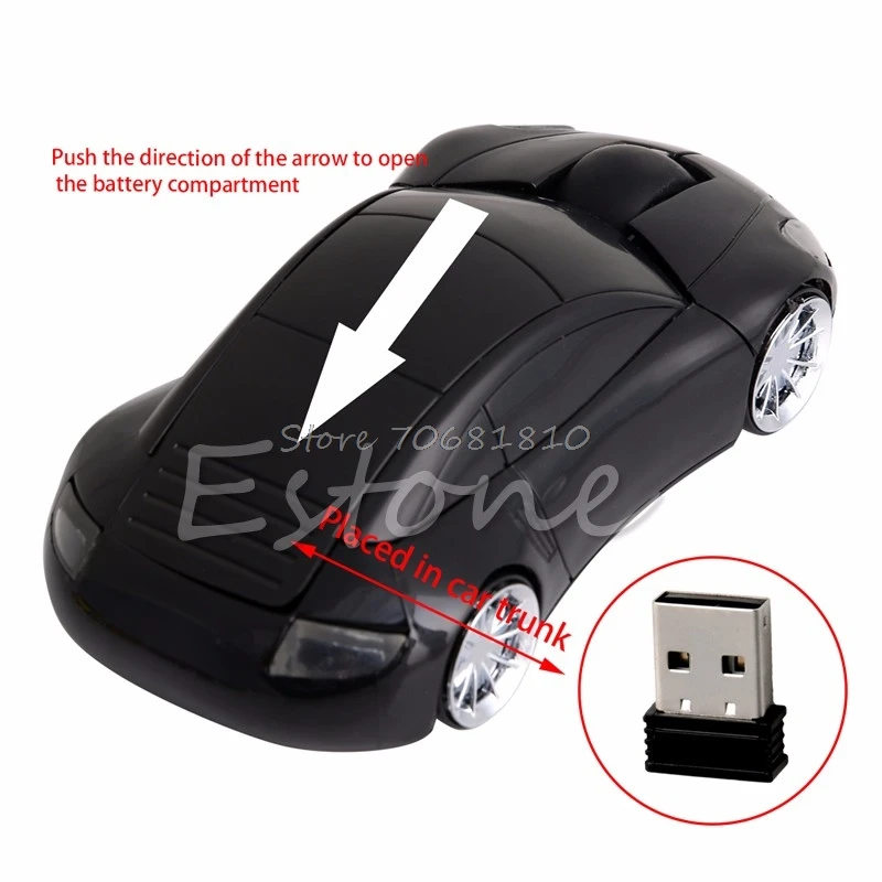2,4G 1600 dpi Мышь USB приемник беспроводной светильник светодиодный форма автомобиля оптические мыши Прямая поставка