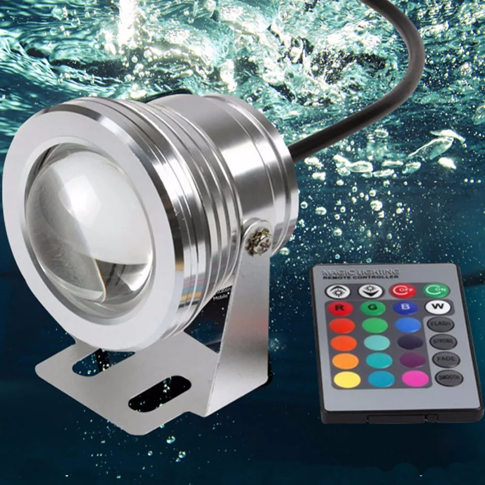 4320220 подводный светильник. прожектор светодиодный с линзой 10w, rgb, ip67, dc12v,. светодиод подводный. светодиод подводный. подводный светильник dc 12-24в для фонтанов.
